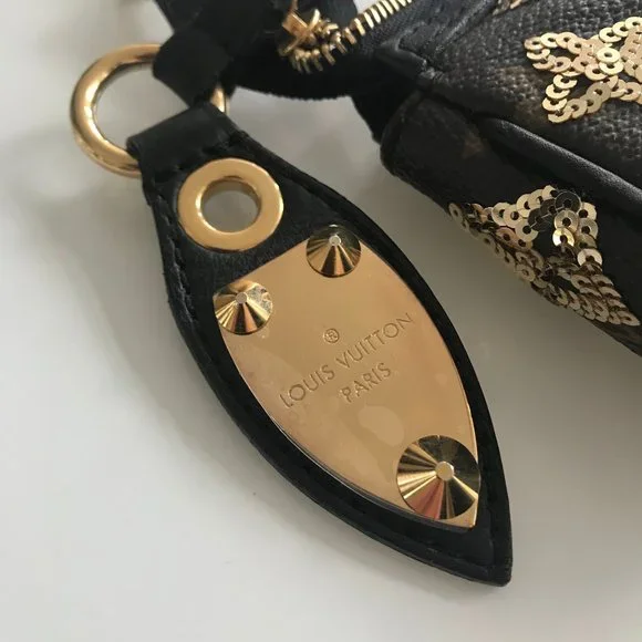 EXTREMELY RARE Louis Vuitton Gold sequins logo monogram mini pochette purse - Picture 2 of 9